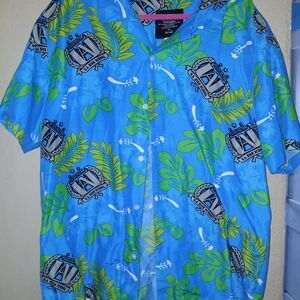 Stylish Blue and Green Patterned Dress Shirt